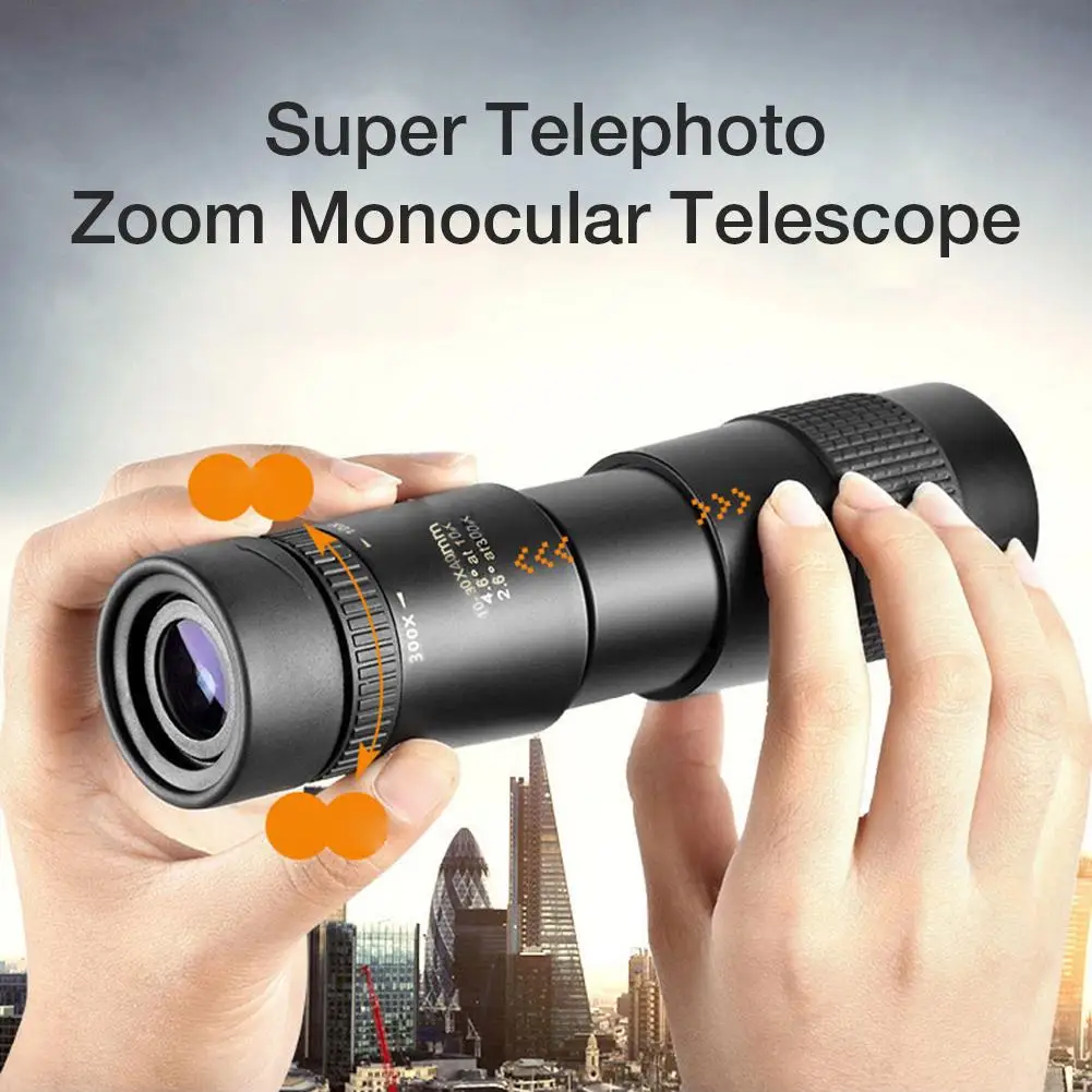 4K 10-300X40MM Super Artinimo Monokuliariniai Teleskopas Zoom Monokuliariniai Žiūronai Kišenėje Teleskopas Smartfon nufotografuoti