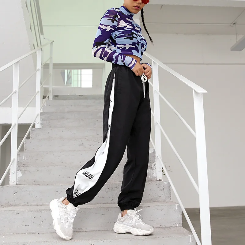 Aelfric Hip-Hop Haremo Kelnės Moterims 2020 M. Pavasario Vasaros Streetwear Elastinga Juosmens Poilsiu Atsitiktinis Kelnės Pusėje Juostele Spalvos Bloką