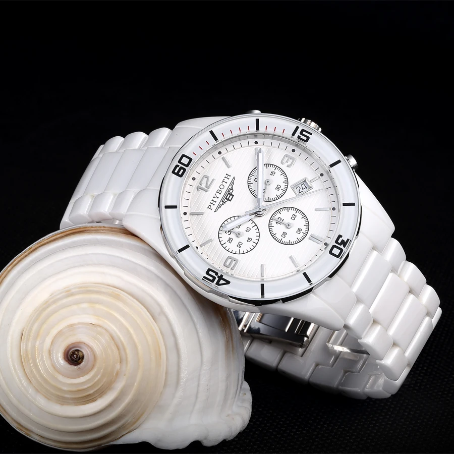 Chronograph laikrodis Phyboth PB1421/1424 keramikos riešo žiūrėti vyriški sportas žiūrėti Šveicarijos kvarco naujas laikrodis nemokamas pristatymas