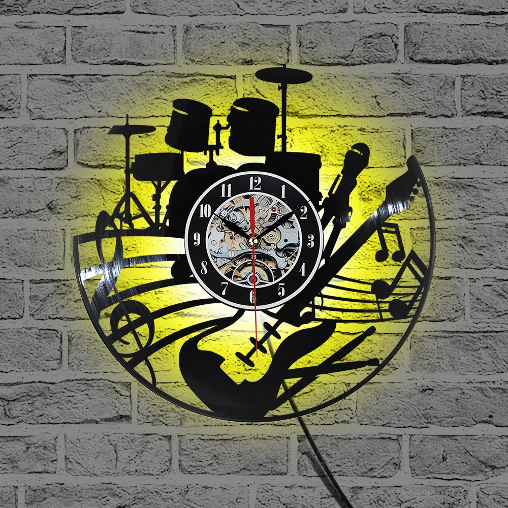 Gitara Vinilo Įrašas Sieninis Laikrodis Muzikos Instrumentas, Namų Interjero Sienų Dekoras Sienos Meno Vinilo Sienos Laikrodis Rock Roll Muzikos Laikrodis