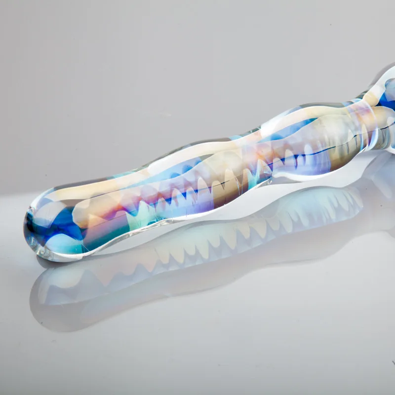2018 Naujas spalvingas krištolo stiklo dildo analinis granulės butt plug moterų masturbacija grožio vibratorių 180*40mm ilgio netikras penis sekso žaislai