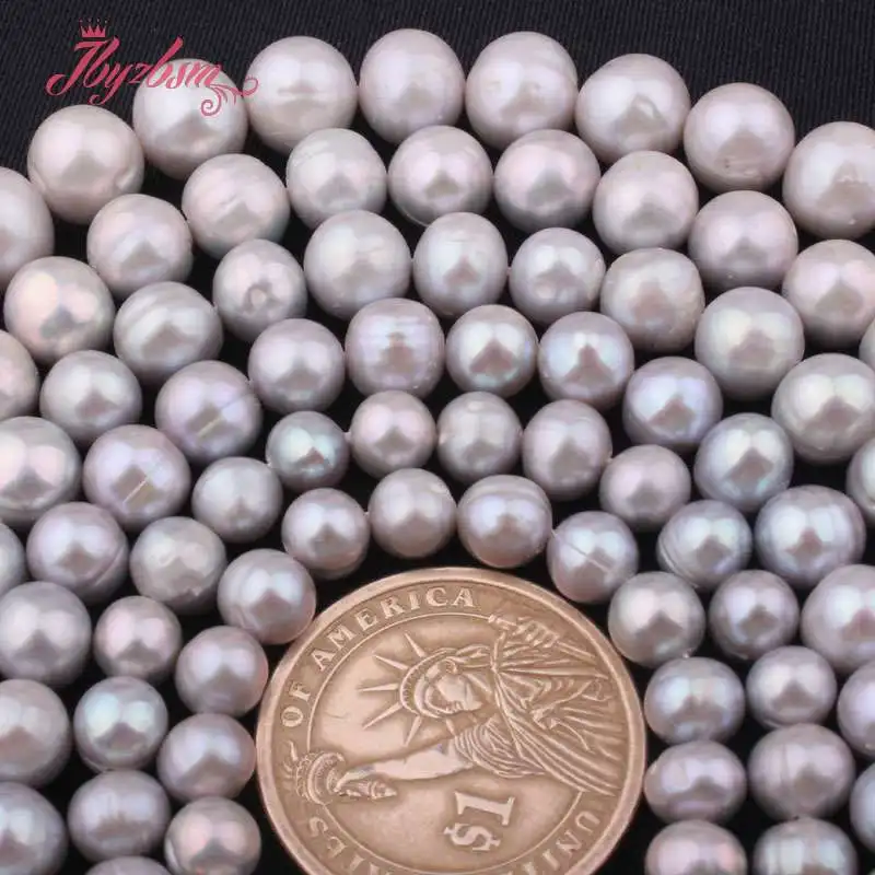 7-8,8-9,9-10mm Pilka Nearround Natūralių Gėlavandenių Perlų, 