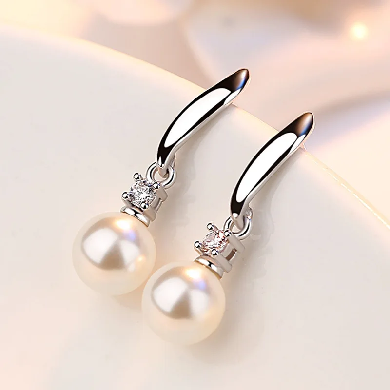 925 sterlingas sidabro mados crystal pearl ponios stud auskarai, juvelyriniai dirbiniai didmeninė kovos su alergija moterų moterims