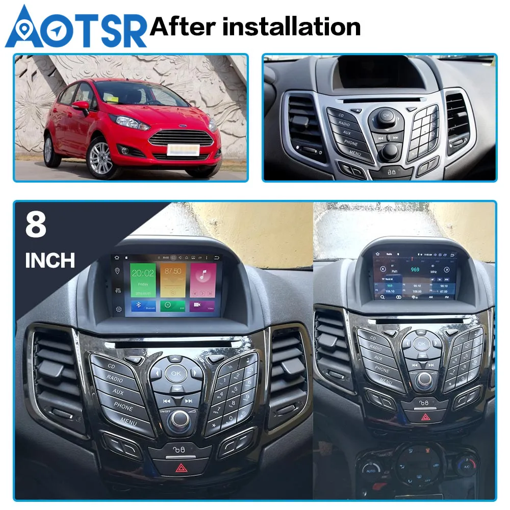 Android 9.0 8 core Automobilių DVD / CD grotuvas GPS Navigacija Ford Fiesta 2013 m. m. m. 2016 Multimedijos sistema, radijas Auto Stereo 32GB