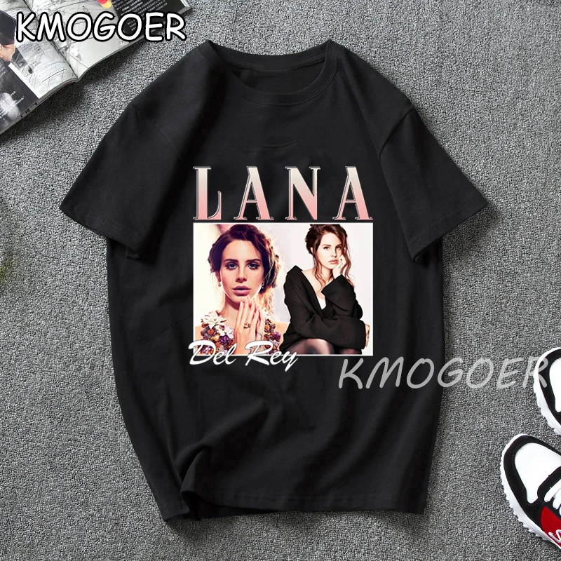 Vasaros Mados Moterų Top Prašmatnus Lana Del Rey Atspausdintas Juodos spalvos Marškinėliai Hiphop Prarasti T-shirt, Derliaus, O apykaklės Harajuku Tees Atsitiktinis