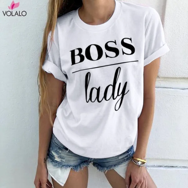 2020 NAUJAS Vasaros Moterų Mados Atsitiktinis Raidžių Spausdinti Bosas T-shirt Viršūnes Lady Spausdinti trumpomis Rankovėmis Viršūnes