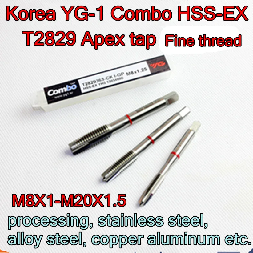 M8X1.0-per 20x1 metus.5 Korėja YG-1 Combo HSS-EX T2829 Apex bakstelėkite perdirbimas, nerūdijančio plieno, legiruotojo plieno, vario, aliuminio ir t.t.