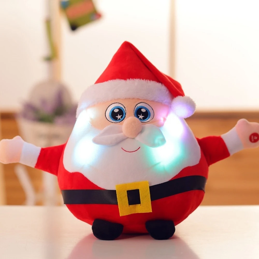Naujas 25CM lemputės LED Dainuoja kalėdinę dainą Spalvinga Žėrintis Šviesos Pliušinis Santa Claus Įdaryti Lėlės, Žaislai, Mielos Dovanos Vaikams