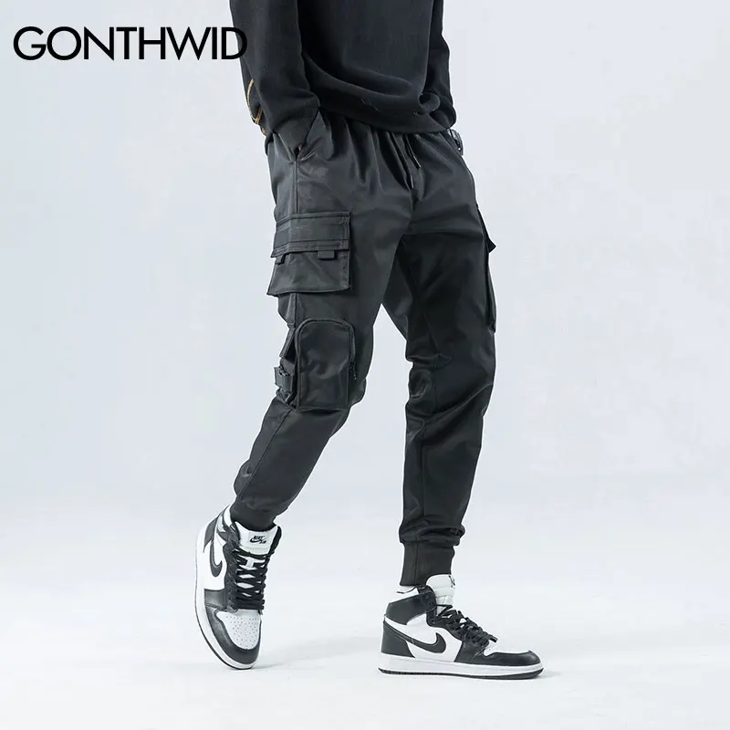 GONTHWID Pusėje Užtrauktukas Kišenės Krovinių Haremas Poilsiu Kelnės Vyrams 2020 Metų Hip-Hop Atsitiktinis Harajuku Streetwear Sweatpant Kelnės Vyriškos Kelnės