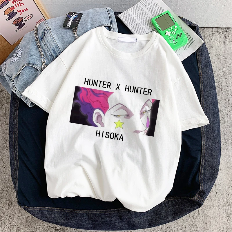 Japonų Anime, Hunter X Hunter Killua Harajuku Negabaritinių Marškinėlius Vintage Drabužių Ullzang Vasaros trumpomis Rankovėmis Viršūnes Femme T-shirts