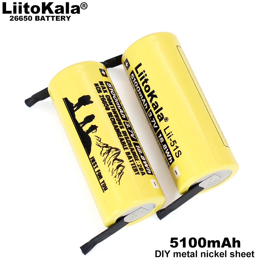 26650 5100mAh Li-ion, 3,7 v Įkrovimo Baterija (akumuliatorius 20A Išleidimo 3,6 V Maitinimo baterijas +PASIDARYK pats Nikelio Lakštai Didelės talpos, atsarginės elektros
