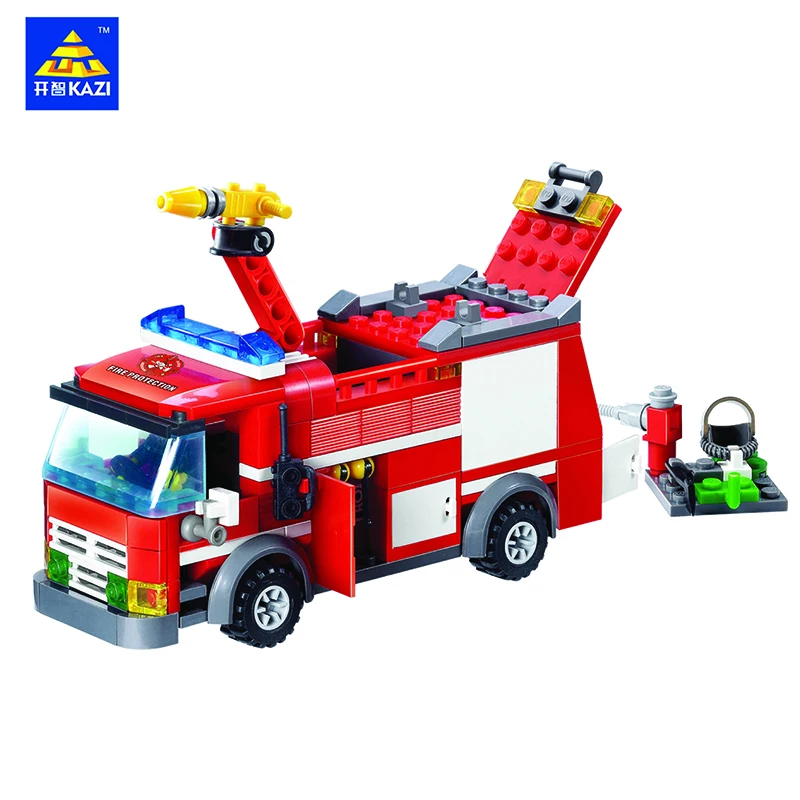 Originalus KAZI 8051 miestas didelė gaisrinė mašina kūrimo bloką, kartu nustatyti gaisro gesinimo vaikams, žaislai
