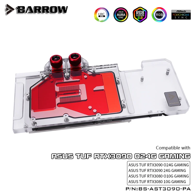 Barrow 3090 3080 GPU Vandens Blokas ASUS MSI Spalvinga Gigabyte Gainward, GALAXY 5v ARGB GPU Aušintuvo, BS-AST3090-PA