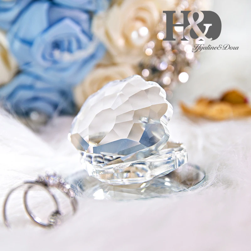 H&D Kristalų Dirbtiniais Diamond Stiklo Prespapjė Seashell Statulėlės Vestuvių Naudai Lady Dovanos Buveinės Šalies Stalo Puošmena Dekoras