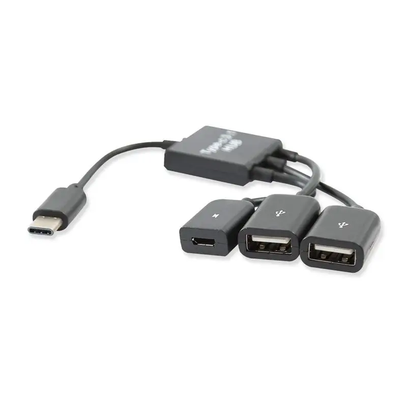 USB 3.1 C Tipo Vyrų ir 2 Dual USB-A 2.0 Female + Micro-USB Moteris 3 in 1 OTG HUB