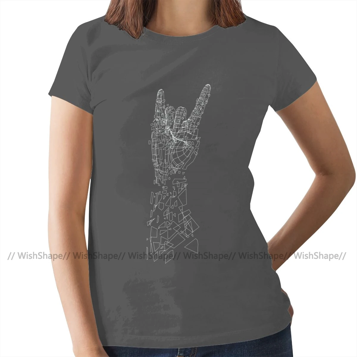 Roko Metalo T-Shirt Metalo Marškinėliai Madinga Negabaritinių Moterų marškinėlius karinio jūrų Laivyno Spausdinti Gatvės Dėvėti Medvilnės Ponios Tee Marškinėliai