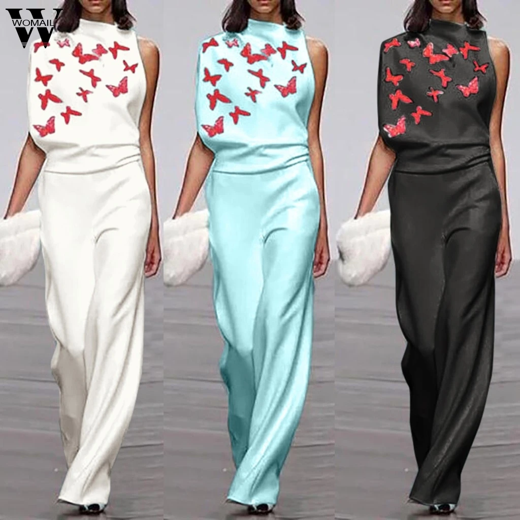 Womail jumpsuit moterų Elegantiškas Atspausdinti Vieną Petį ilgai Playsuit Ponios Romper Laisvas darbo drabužių Mados, Plačiai Kojos Playsuit darbo drabužiai
