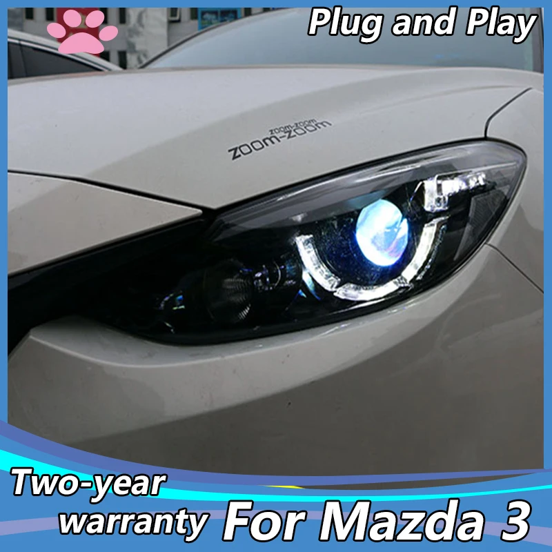 Automobilių Stiliaus Žibintas atveju Mazda3 mazda 3 Axela Žibintai m. m. 2016 m. LED Žibintai DRL Dvigubo Objektyvo Šviesos H7 Bi-Xenon HID