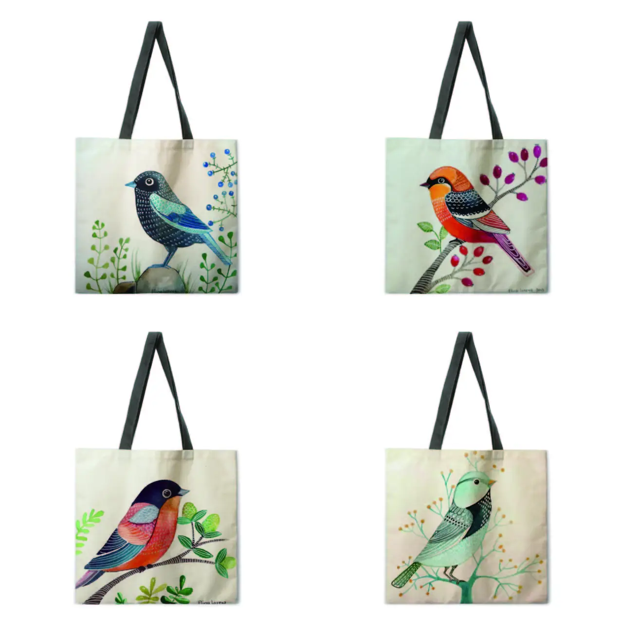 Retro gėlių ir paukščių spausdinti rankinėje pečių maišą ponios laisvalaikio rankinės lauko paplūdimio rankinė