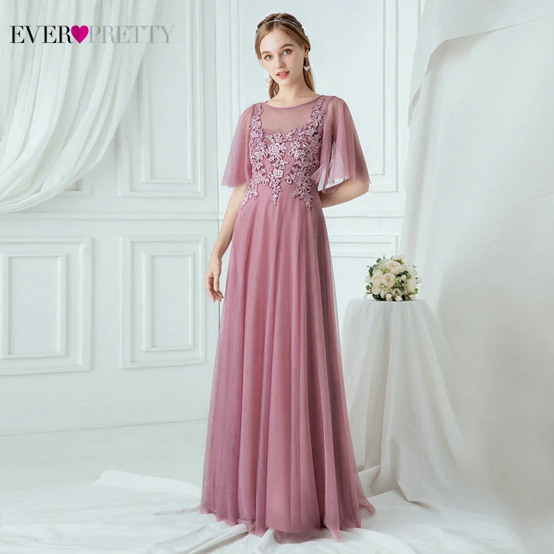 Dusty Pink Bridesmaid, Suknelės Moterims Vestuvėms Kada nors Gana EP00537 Elegantiška Linija Appliques Šifono Vestuvės Dress