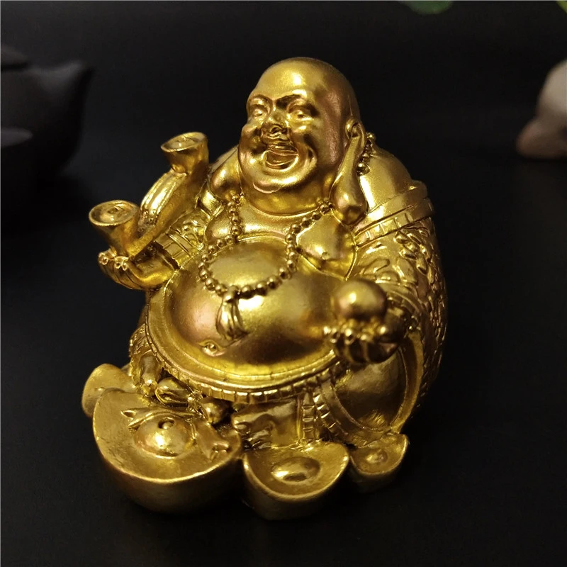 Aukso Laughing Buddha Statula Kinų Feng Shui Pinigų Maitrėjos Budos Skulptūra Figūrėlės Namų, Sodo Puošmena Statulos