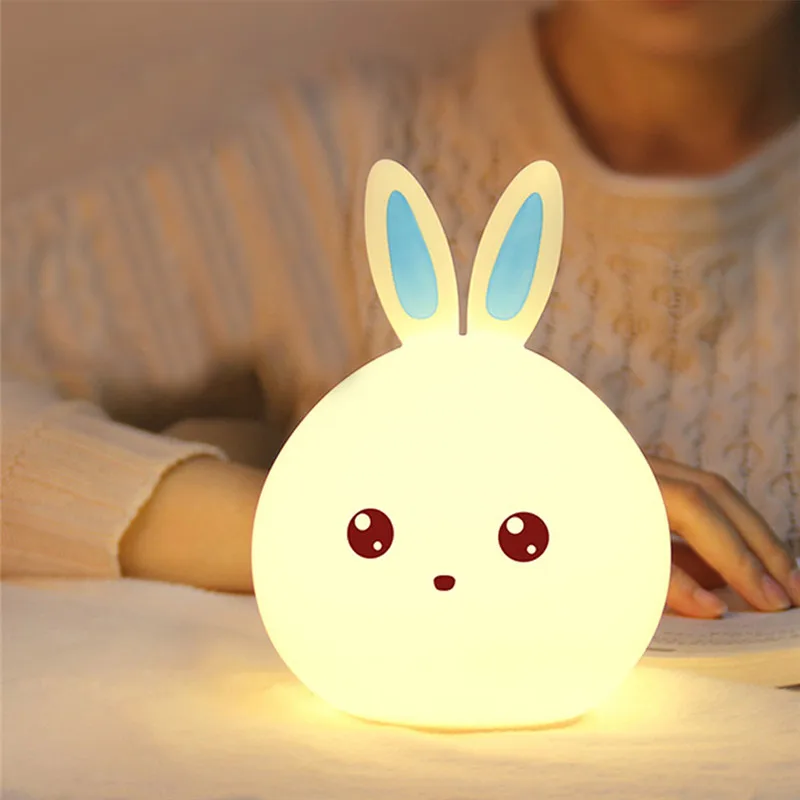 Naujas Triušis LED Nakties Šviesos Vaikams, Kūdikiams, Vaikams, Naktiniai staleliai, Lempa Spalvotų Silikono Palieskite Jutiklio Bakstelėkite Kontrolės Katytė naktinė lempa
