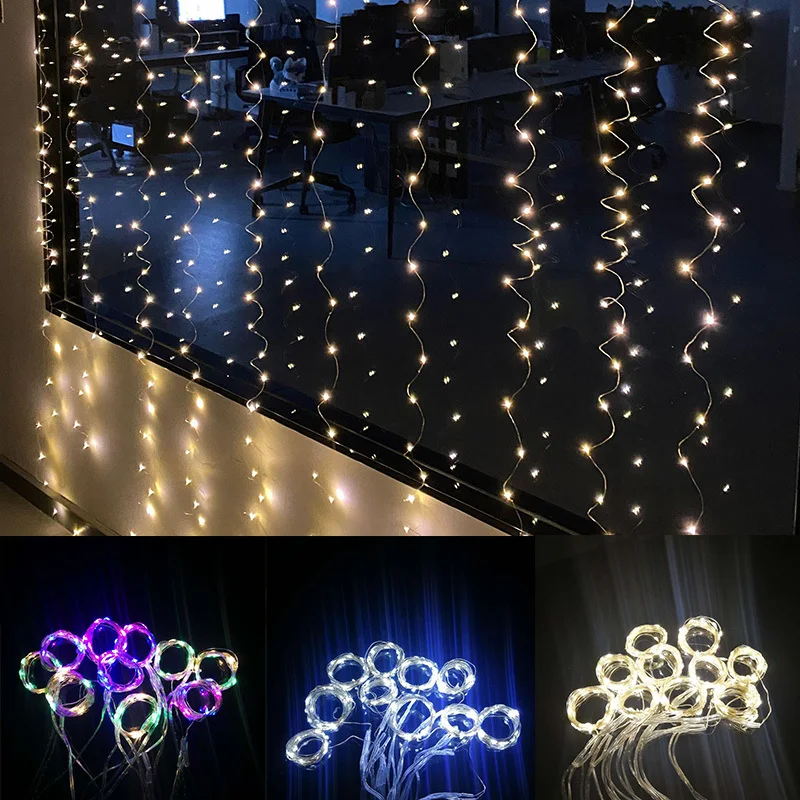 Girlianda Kalėdų Žiburiai Vestuvių Apšvietimo Šalis Dekoro Lempos Naujųjų Metų Fėja Užuolaidų Šviesos Nuotolinio Valdymo String LED Juostos