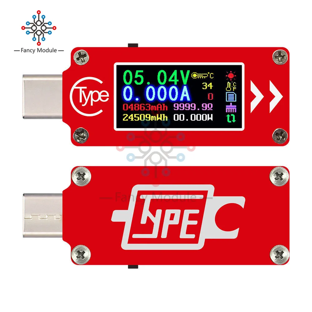 TC64 LCD spalvotas LCD USB Voltmeter ammeter įtampa srovės matuoklis C TIPO multimetras baterija PD mokestis galios banko USB Testeris