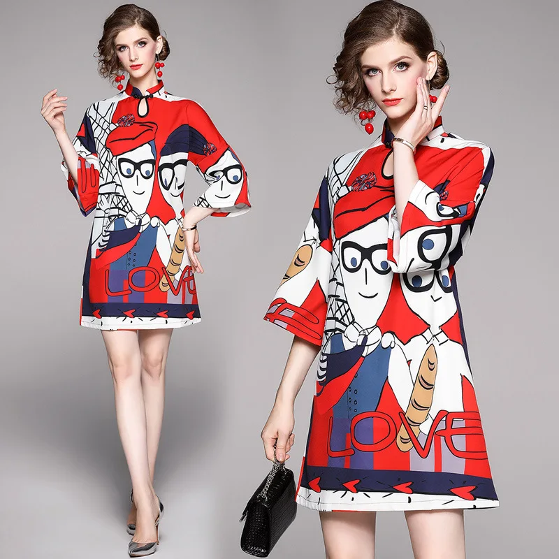 Mingyuan rudenį naujų nacionalinių stiliaus suknelė Kinijos pagerėjo mygtuką spausdinti-line sijonas prarasti cheongsam suknelė moteris vakarėlis