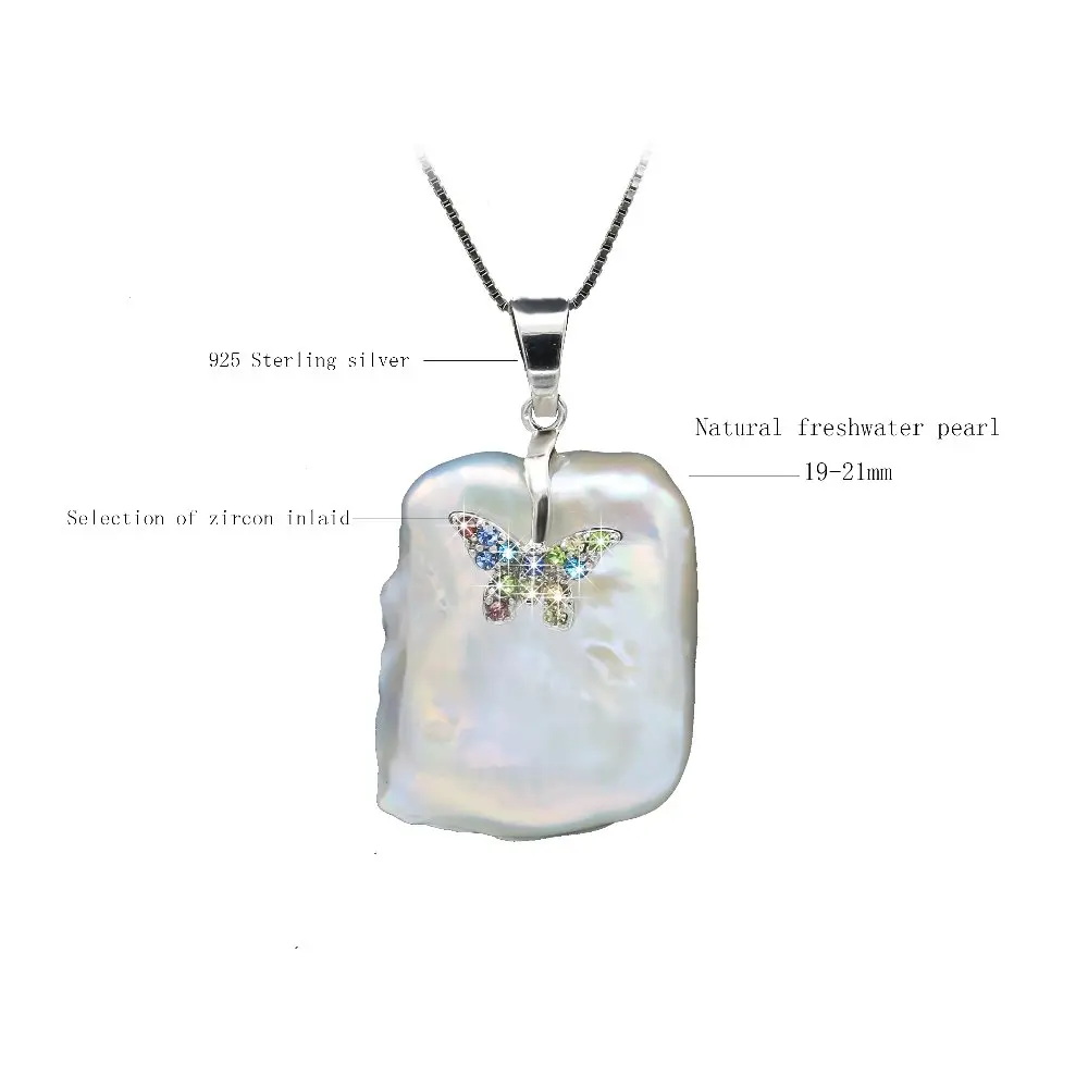 BaroqueOnly baroko natūralių gėlavandenių perlų karoliai pakabukas AAA Cirkonis Juvelyriniai dirbiniai Deimantų inkrustuota sidabru drugelio dizaino PJ
