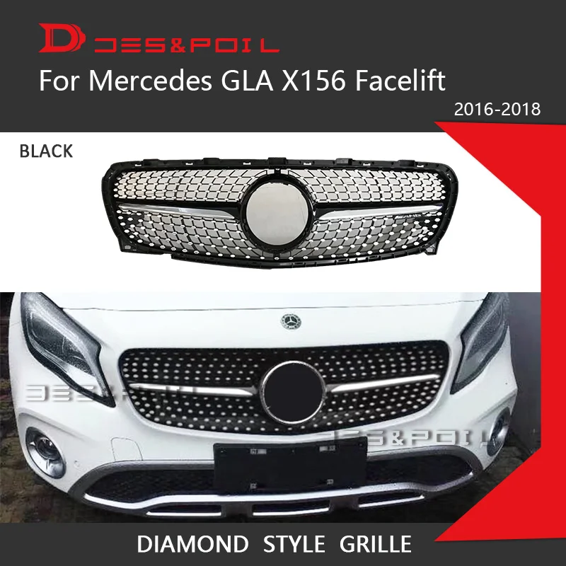 Naujų Mercedes-benz GLA Klasės X156 Reorganizavimas Diamond Grotelės Juodos Sidabro Bamperio Lenktynių Grotelės 2017-2019 GLA200 GLA220 GLA260