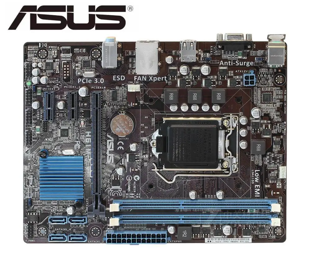 ASUS H61M-E originalas plokštė DDR3 LGA 1155 USB2.0 I3 I5 I7 CPU, 16GB H61 NAUDOTI Darbastalio plokštė