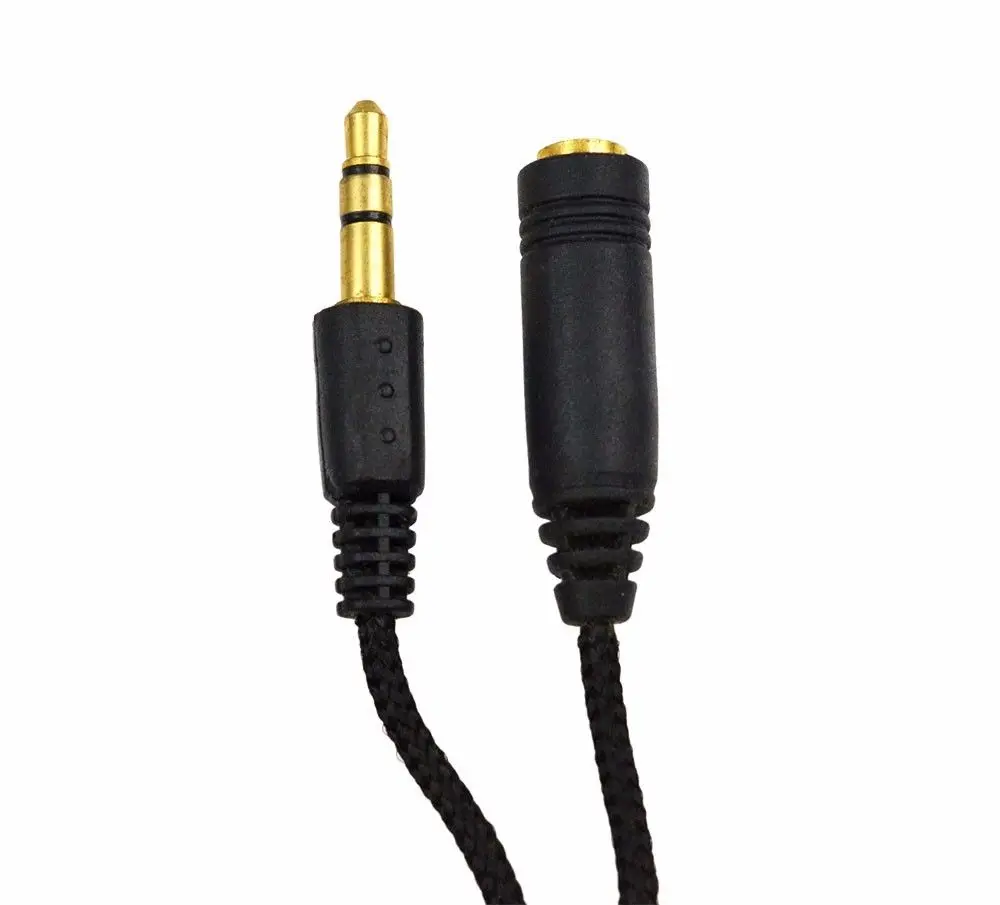 Juodo tinklelio audinio virvę 5 metrų vyrų ir moterų laidų 3.5 mm, metalo galvos audio kabelio jungtis ausinių ilgiklis