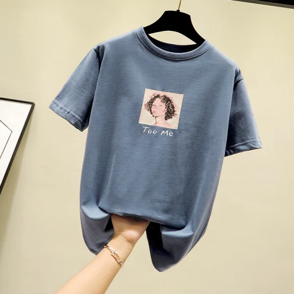 Spausdinti Prarasti Moterų Marškinėliai Mados Japonijos Harajuku Tumblr Atsitiktinis Moterų GRAY22