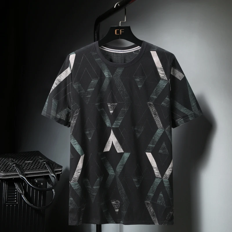 10XL 9XL 8XL 7XL aukštos kokybės vyrų t-shirt prekės ženklo drabužių vasarą naujas mados geometry dizainas t shirt mens prarasti spausdinti tshirts