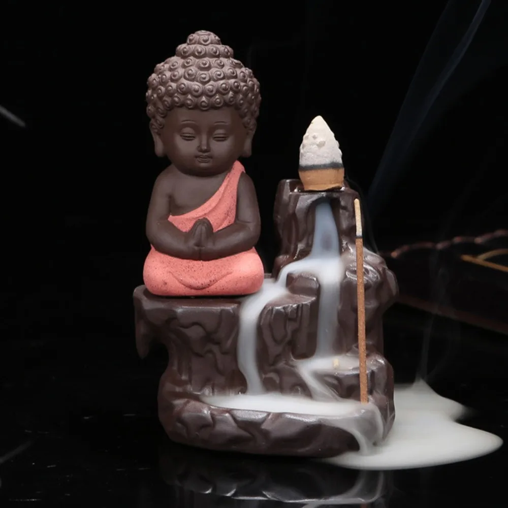 Keramikos Buda Smilkalų Degiklis Kūrybos Mažai Vienuolis Mažas Moliuskui Smilkalų Laikiklis Home Office Censer Rankdarbių Apdaila