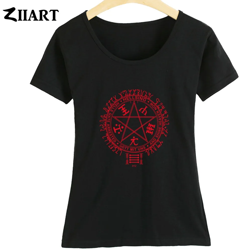 Star Pentagram Hellsing Organizacijos Šūkis Ultimate Pentagram Alucard Vampire Mergina Moteris Vasarą Short-Sleeve T-Shirts ZIIART