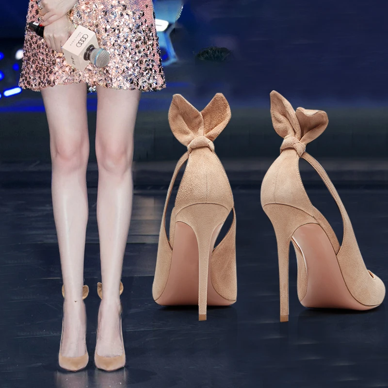 Pavasario Naujo Prabangaus prekės ženklo Batai Moteris 6cm8CM10CM Aukštakulniai Basutės Moterų Plonas Aukštakulnius Sandalus Triušio ausis Pulkas Moterų Batai