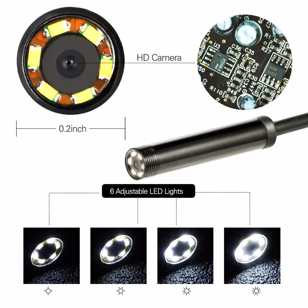 1,5 M 2M Mini Kamera 5.5 mm objektyvas Endoskopą tikrinimo Vamzdis IP67 atsparus Vandeniui 480P HD micro USB, mini Kamera, Skirta 