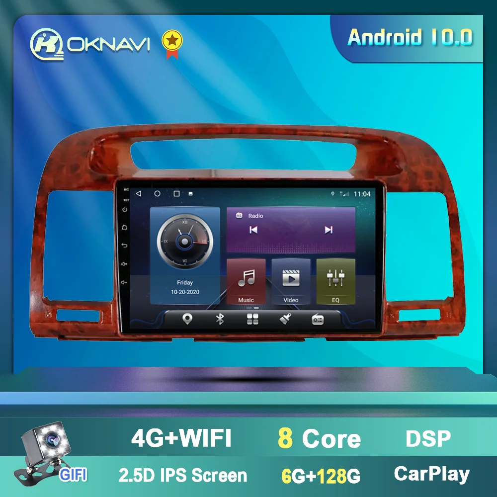 Autoradio Android 9.0 Automobilio Radijo Multimedia Vaizdo Grotuvas Toyota Camry 2002-2006 Navigacijos GPS 2din WiFI 4G Jokių Dvd Persikų Medienos