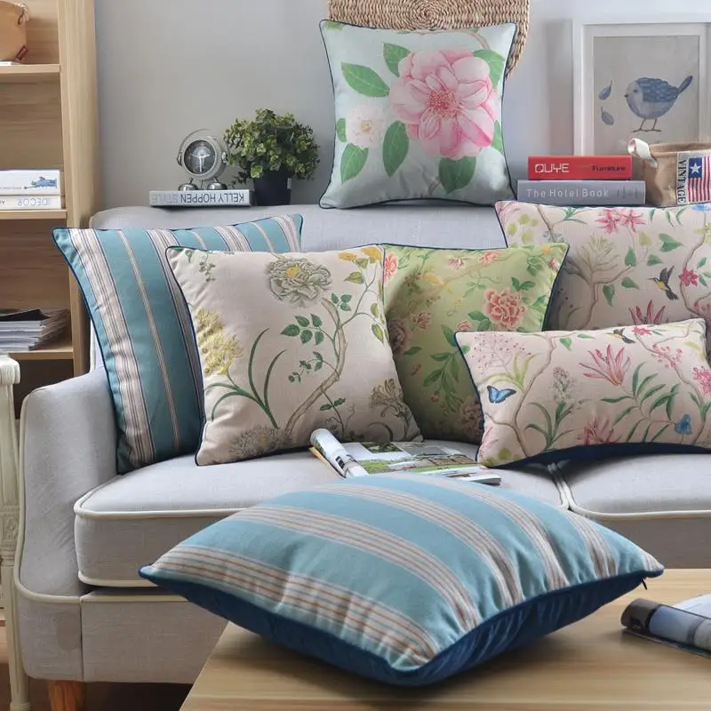 Kaimas Gėlės pagalvę Retro Gėlių pagalvėlių, Lino užvalkalas mesti pagalvę namų dekoro sofos pagalvėlės DYDIS 45 * 45