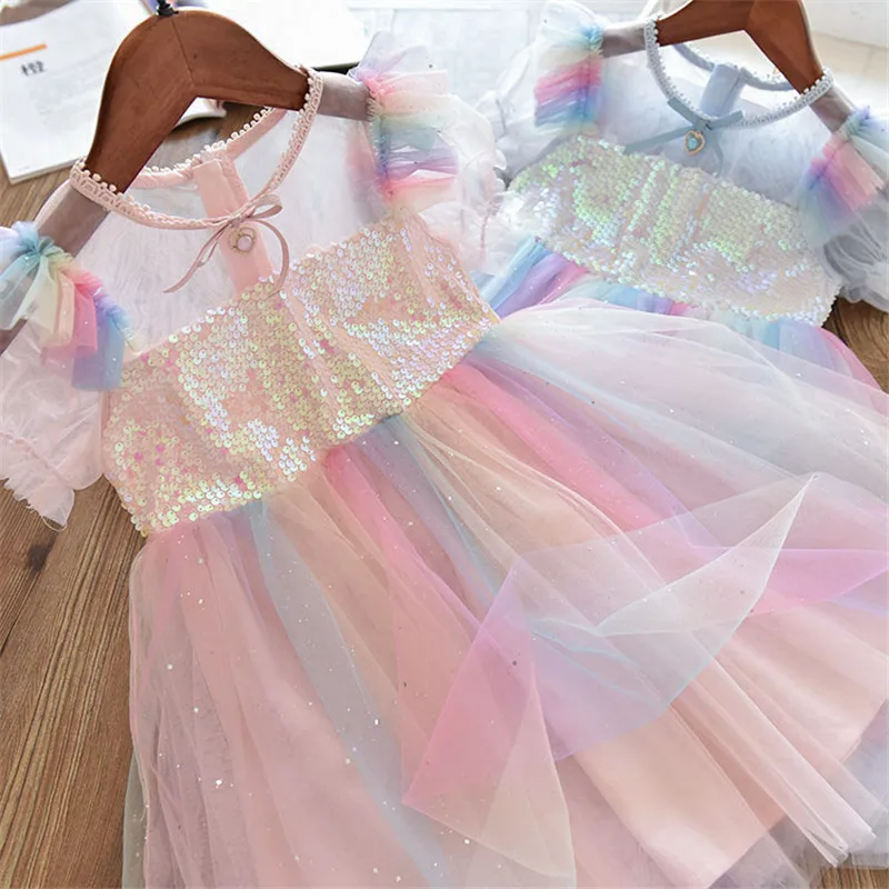 Vaikai Suknelės Mergaitėms Blizgančiais Merginos Nėrinių Akių Suknelės Vaikams Princesė Suknelė Šalis Kostiumai Mergaitėms 3-8Y Gimtadienio Drabužiai