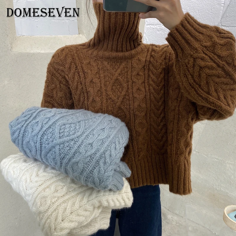 Pagrindiniai Golfo Laisvi Megztiniai 2020 M. Rudens Žiemos Moterys Šilti Megztiniai Megztinis Korėjos Negabaritinių Elegantiška Vintage Minimalistinio Viršūnės