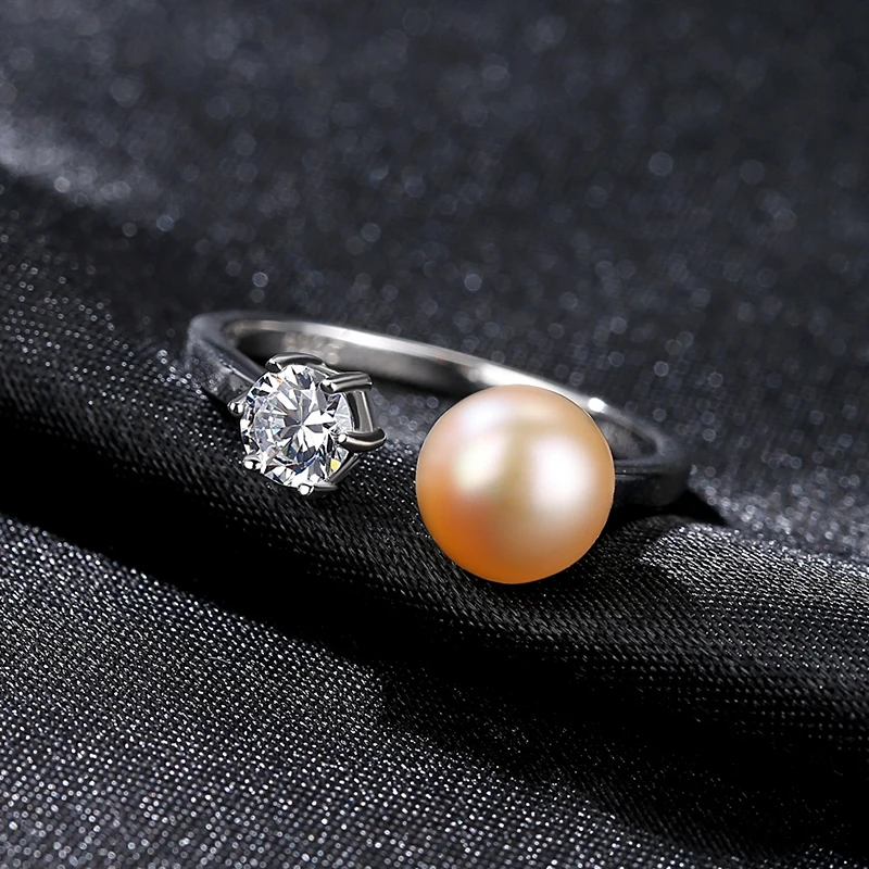 Reguliuojamas Perlų Žiedas Sidabro 925 Papuošalai CZ Ruošiamasi Atidaryti Žiedas Moterims Kalėdų Dovana