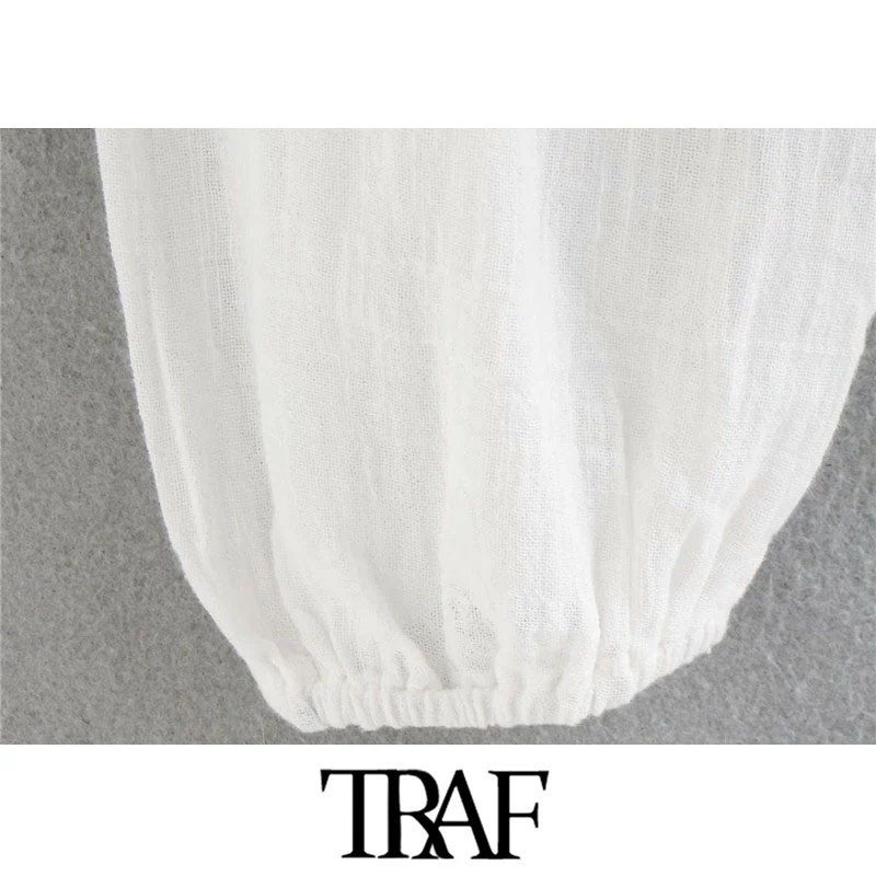 TRAF Moterų Mados Siuvinėjimo Kratinys Prarasti Palaidinės Derliaus ilgomis Rankovėmis Susieta Kutas Moterų Marškiniai Blusas Prašmatnus Viršūnės