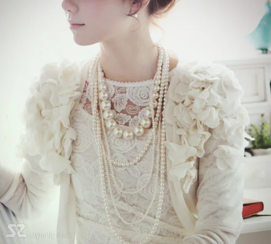Spalvingas didelių perlų vėrinį pearl multi-korėjos versija megztinis grandinės Princesė Nuotaka priedai megztinis grandinės, didmeninė papuošalai
