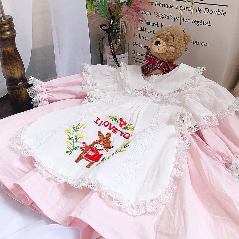 2019 m. Rudenį ispanijos Baby Girl Vitange Vestuvių Suknelė Aukštos Kokybės Individualų Siuvinėta Liemenė+suknelė Nustatyti Kalėdų Suknelė