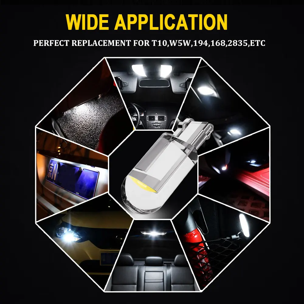 10x T10 W5W LED Automobilio Salono Žemėlapis Dome Durų Lempa 
