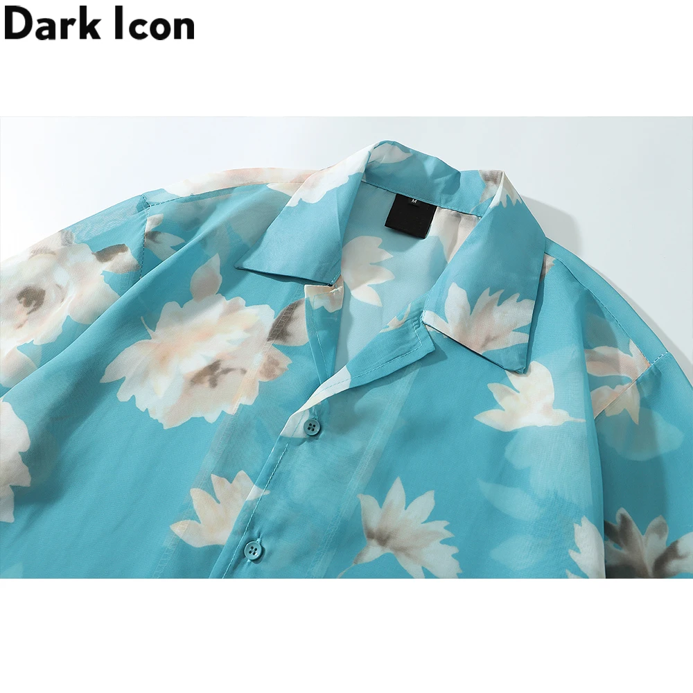 Gėlių Atspausdintas Šifono Marškinėliai Vyrams trumpomis Rankovėmis lengvos Medžiagos, Havajų Atostogų Paplūdimys Marškinėliai Vasaros vyriški Marškiniai