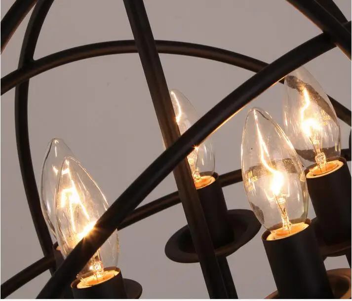 Retro LED žvakė Pakabukas Šviesos atkurti senovės apvalios lempos narve baras lempos kaustytomis geležies restoranas, šviesos, 110-220V Pakabukas šviesos
